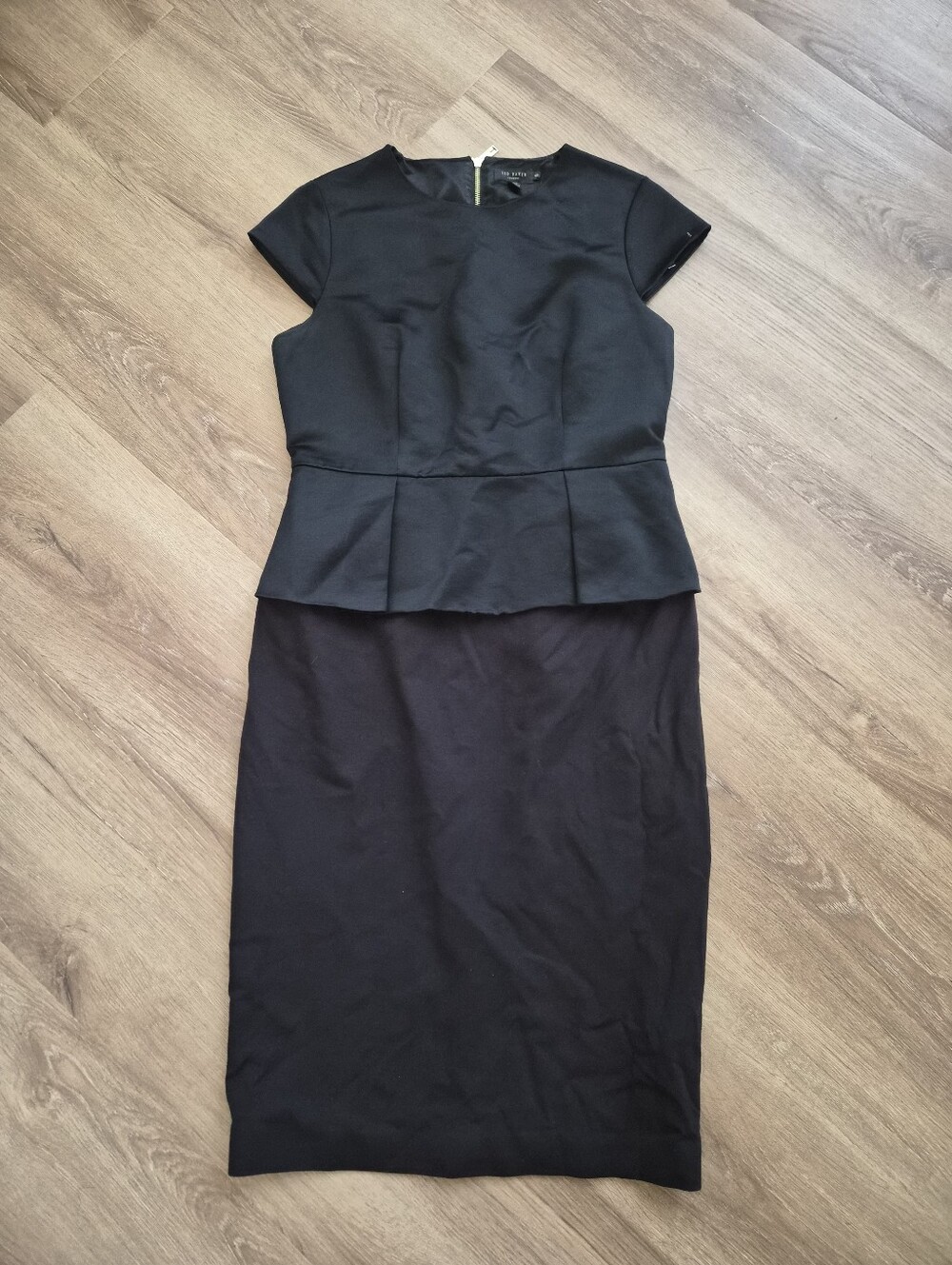 Ted Baker Satin Black Peplum Sheath Dress 5